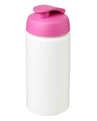 Borraccia Plus 500 ml coperchio a scatto ed impugnatura Solido bianco / Rosa