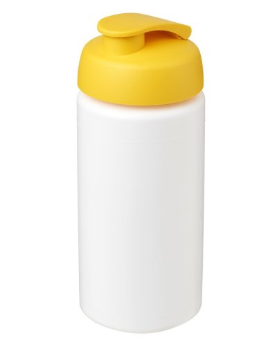 Borraccia Plus 500 ml coperchio a scatto ed impugnatura Solido bianco / giallo