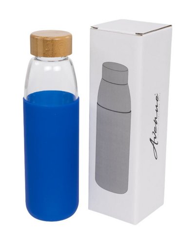 Borraccia sportiva in vetro da 540 ml con tappo in legno Blue
