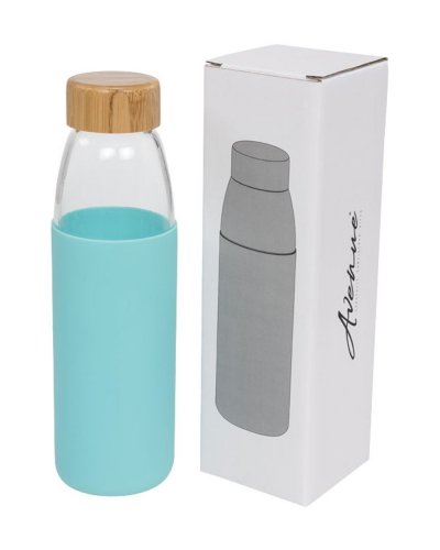 Borraccia sportiva in vetro da 540 ml con tappo in legno Menta