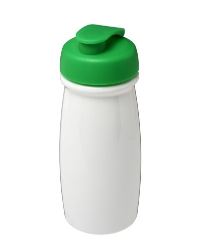 Borraccia sportiva da 600 ml con coperchio a scatto Solido bianco / verde