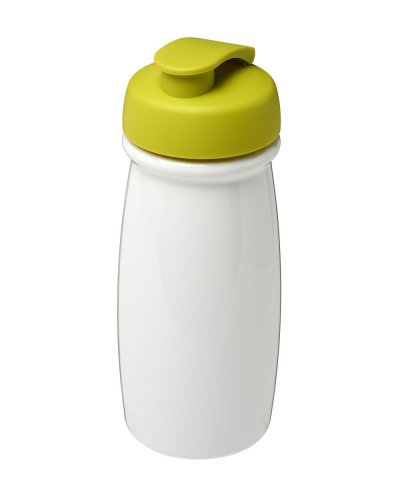 Borraccia sportiva da 600 ml con coperchio a scatto Solido Bianco / Verde Lime