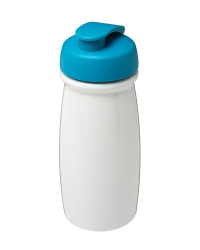 Borraccia sportiva da 600 ml con coperchio a scatto Solido bianco / Acqua