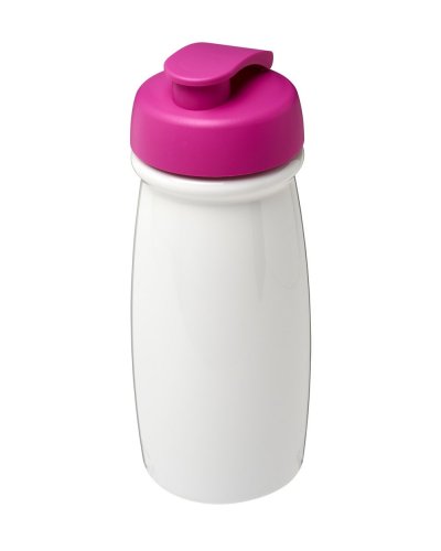 Borraccia sportiva da 600 ml con coperchio a scatto Solido bianco / Rosa
