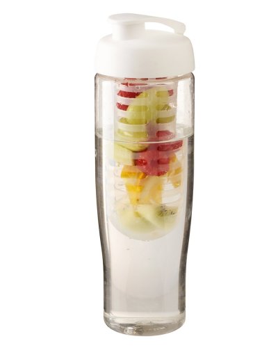 Borraccia con coperchio a scatto e infusore Trasparente / solido bianco
