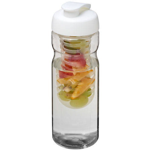 Borraccia in Pet riciclato da 650 ml con coperchio e infusore Trasparente / solido bianco