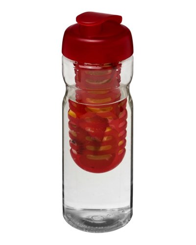 Borraccia in Pet riciclato da 650 ml con coperchio e infusore Trasparente / Rosso