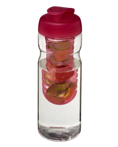 Borraccia in Pet riciclato da 650 ml con coperchio e infusore Trasparente / Rosa