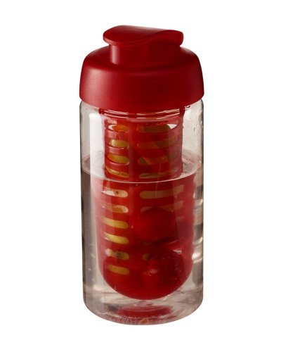 Borraccia H2O Bop da 500 ml con coperchio a scatto e infusore Trasparente / Rosso