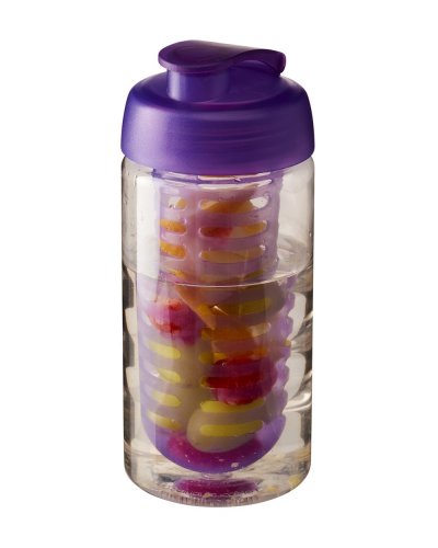 Borraccia H2O Bop da 500 ml con coperchio a scatto e infusore Trasparente / Porpora