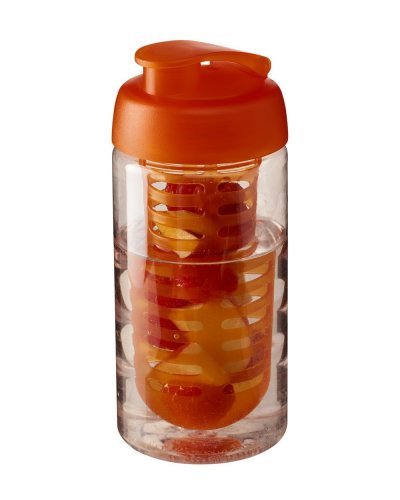 Borraccia H2O Bop da 500 ml con coperchio a scatto e infusore Trasparente / Arancione