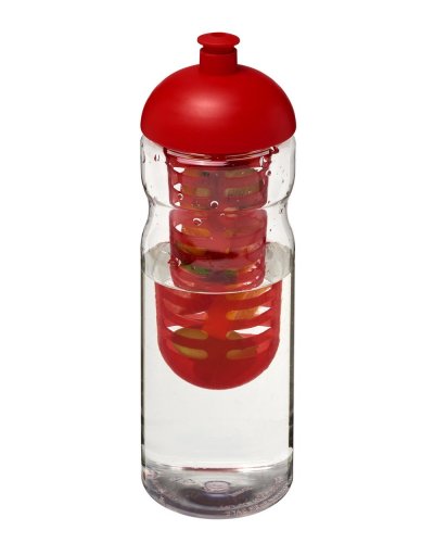 Borraccia  da 650 ml con coperchio a cupola e infusore Trasparente / Rosso