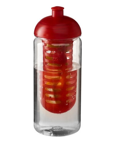 Borraccia da 600 ml con coperchio a cupola e infusore Trasparente / Rosso