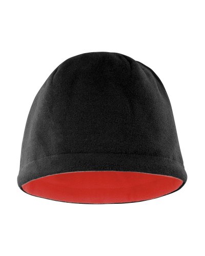 Berretto in pile reversibile Skull Nero / Rosso