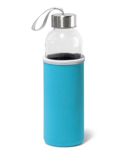 Borraccia sportiva in vetro con custodia 520 ml Azzurro