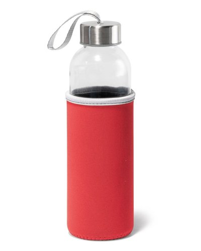 Borraccia sportiva in vetro con custodia 520 ml Rosso