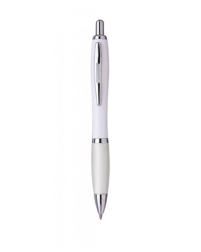 Penna a sfera in plastica con clip in metallo Bianco