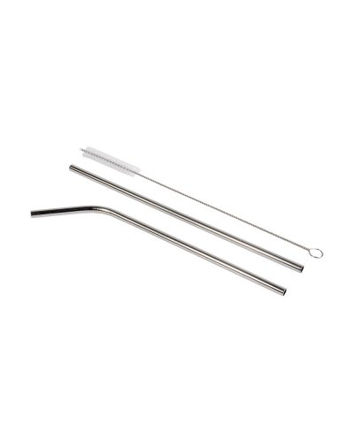 Set con due cannucce in metallo Argento