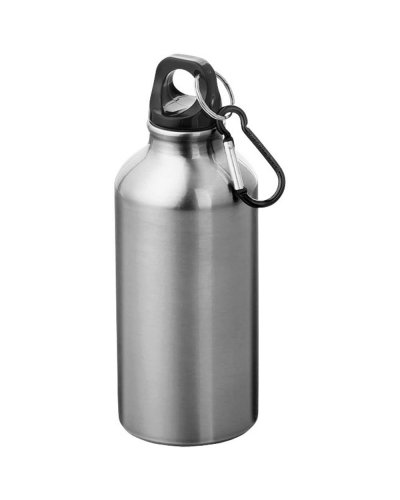 Borraccia in alluminio con moschettone e chiusura a vite Oregon 400 ml Argento