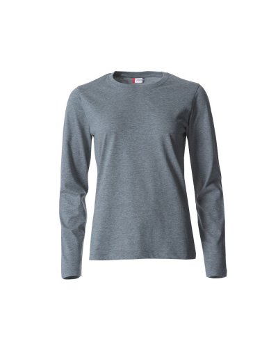 T-shirt donna Basic maniche lunghe Grigio Melange