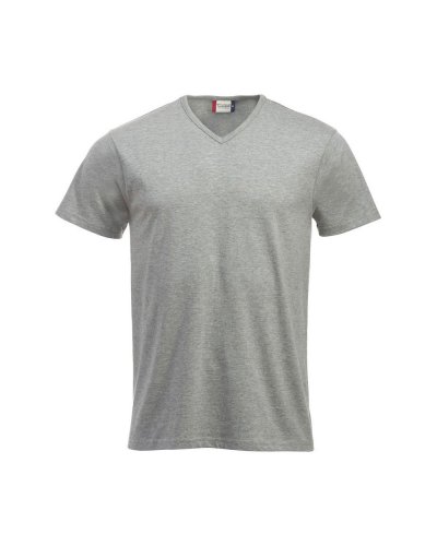 T-shirt in cotone con scollo a V Grigio Melange