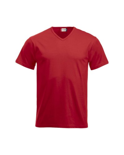 T-shirt in cotone con scollo a V Rosso