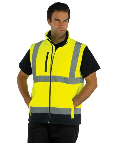 Gilet Softshell Fluo Hi-Vis-Yellow / Navy