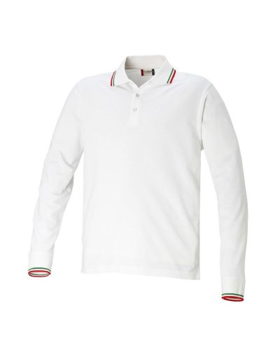 Polo Amarillo manica lunga Bianco / Verde Bandiera