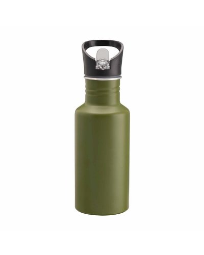 Bottiglia in alluminio cannuccia estraibile 600ml Verde Militare