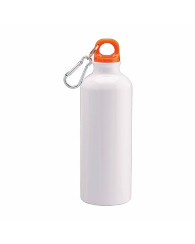 Borraccia bianca in alluminio con tappo colorato da 500ml Arancione