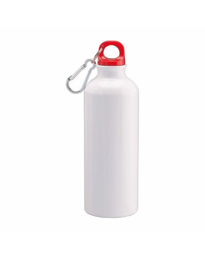 Borraccia bianca in alluminio con tappo colorato da 500ml Rosso