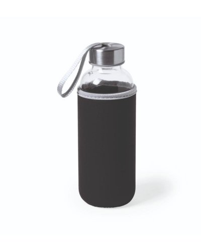 Bottiglia in vetro con custodia in neoprene 500 ml Nero