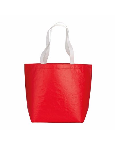 Shopper in R-PET laminato con manici in poliestere