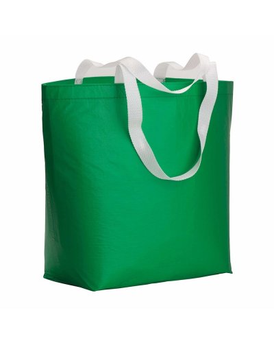 Shopper in R-PET laminato con manici in poliestere Verde