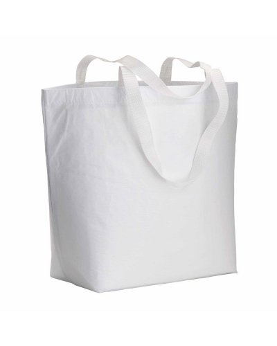 Shopper in R-PET laminato con manici in poliestere Bianco