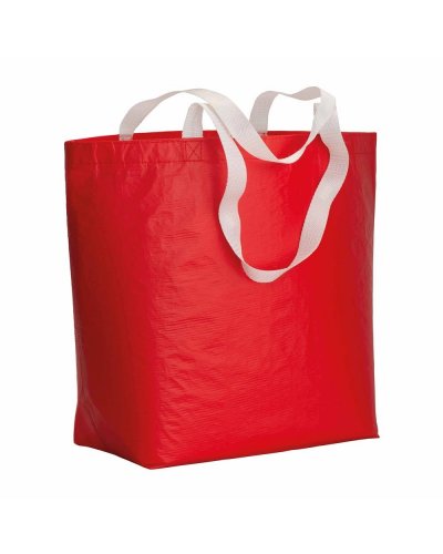 Shopper in R-PET laminato con manici in poliestere Rosso