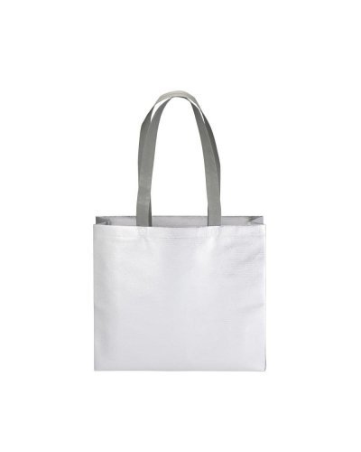 Shopper con soffietto in TNT laminato Argento