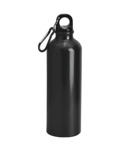 Borraccia in alluminio con moschettone 750ml Nero
