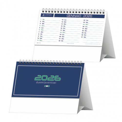 Calendario da tavolo Basic 19x14,5 cm Bianco Rosso Blu Verde