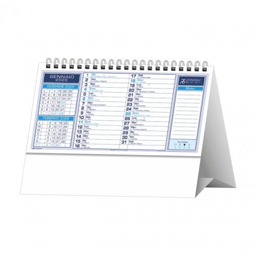 Calendario da tavolo Basic 19x14,5 cm Bianco Rosso Blu Verde
