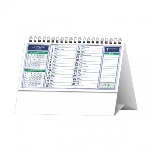 Calendario da tavolo Basic 19x14,5 cm Bianco Rosso Blu Verde