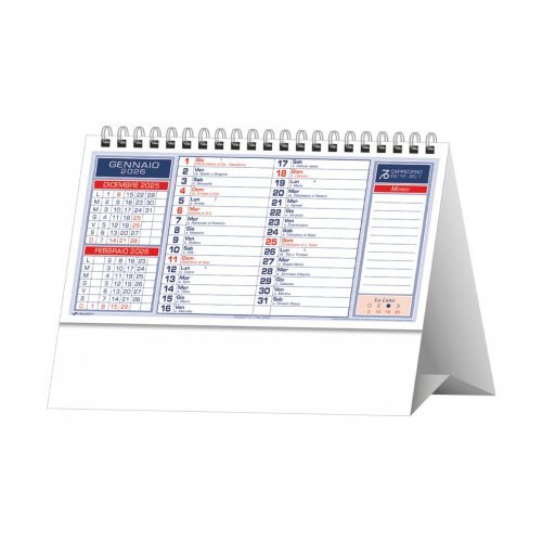 Calendario da tavolo Basic 19x14,5 cm Bianco Rosso Blu Verde
