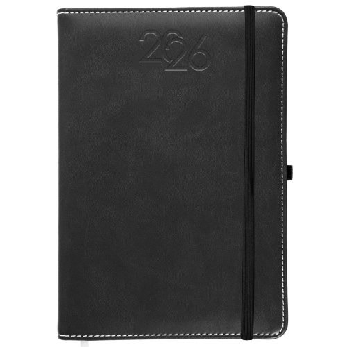 Agenda Giornaliera 2026 PU Rigida 15x21cm con Anello Penna