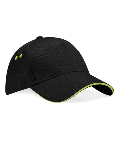 Cappellino Ultimate 5 panel - visiera "sandwich" Black/lime green