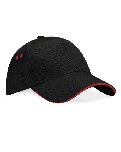 Cappellino Ultimate 5 panel - visiera "sandwich" Black/classic red