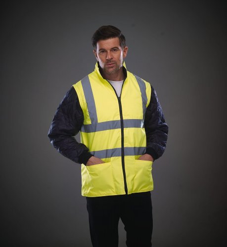 Giacca trapuntata fluo impermeabile EN 471 Classe 2