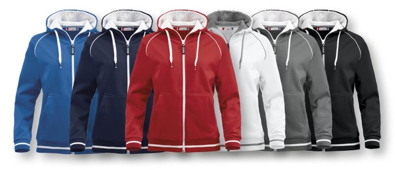 Felpa Grace full zip con cappuccio bicolore 80% poliestere 300g