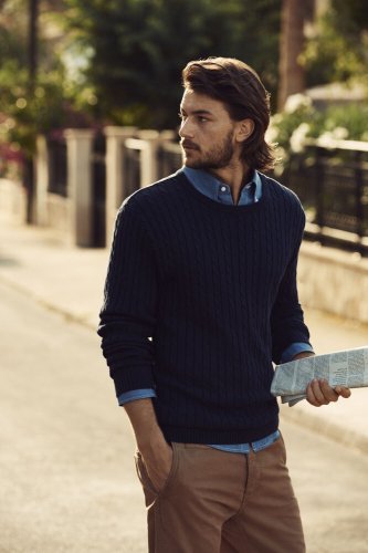 Camicia Jupiter denim a manica lunga, cotone 100%, button down