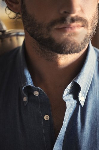 Camicia Jupiter denim a manica lunga, cotone 100%, button down