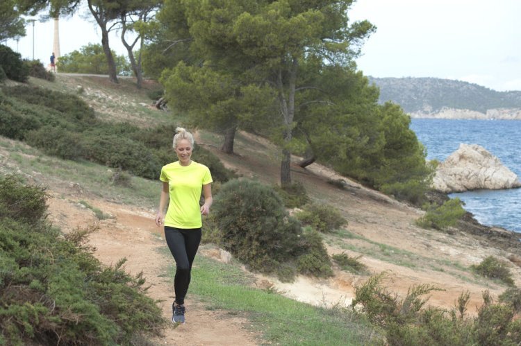 Pantalone da running donna  nero, elastico e rifrangente